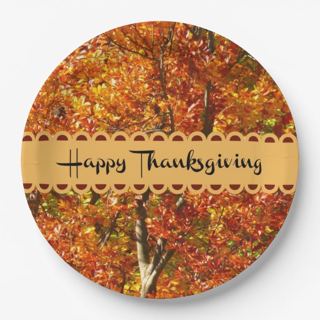Assiettes En Carton Bon thanksgiving, Couleurs Automnes, (Devant)