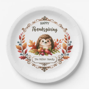 Assiettes En Carton Bon thanksgiving de hérisson mignon personnalisé