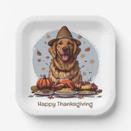 Assiettes En Carton Bon thanksgiving Golden Retriever Chien