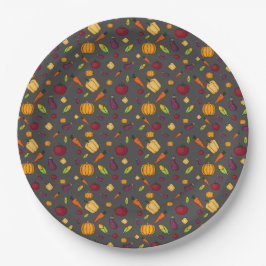 Assiettes En Carton Bon thanksgiving légumes motif gris