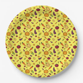 Assiettes En Carton Bon thanksgiving légumes motif jaune