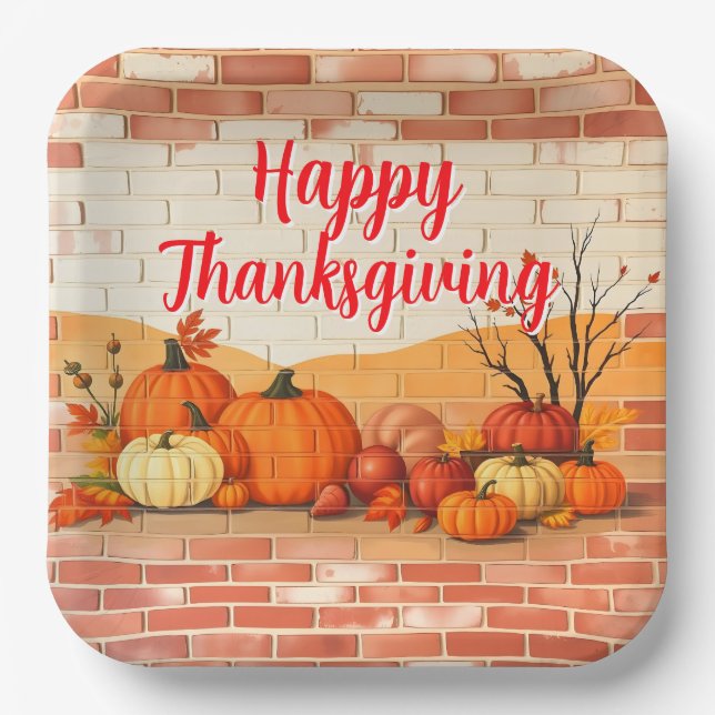Assiettes En Carton Bon thanksgiving moderne Belle automne (Recto)