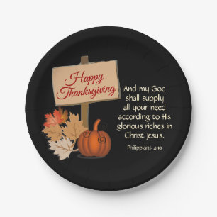 Assiettes En Carton BON THANKSGIVING Mon Dieu Apportera NOIR