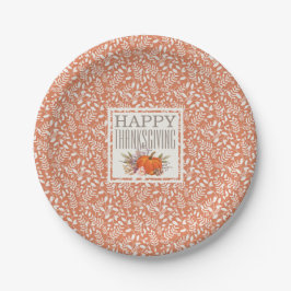Assiettes En Carton Bon thanksgiving | Motif feuille de récolte d'auto
