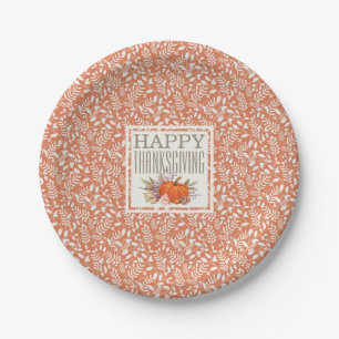 Assiettes En Carton Bon thanksgiving   Motif feuille de récolte d'auto