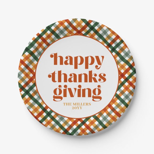 Assiettes En Carton Bon thanksgiving personnalisé (Devant)