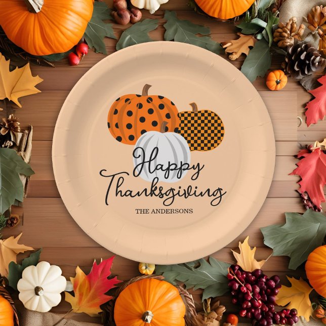 Assiettes En Carton Bon thanksgiving personnalisé Rustique Citrouille  (Créateur téléchargé)