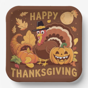 Assiettes En Carton Bon thanksgiving Plaque papier de récolte d'automn