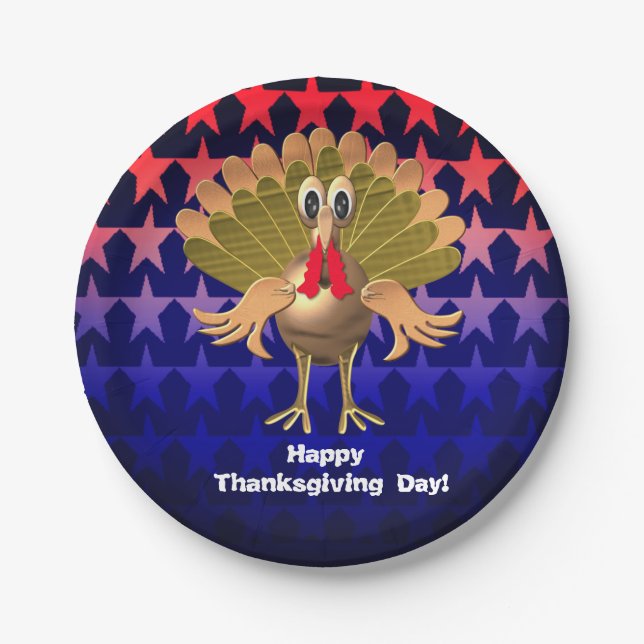 Assiettes En Carton Bon thanksgiving Turquie, Personnalisé (Devant)