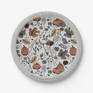 Assiettes En Carton Bon thanksgiving Vache Crâne automne récolte