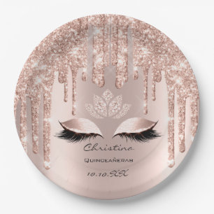 Assiettes En Carton Bonbon 16ème Diamod rose scintillant nuptiale à