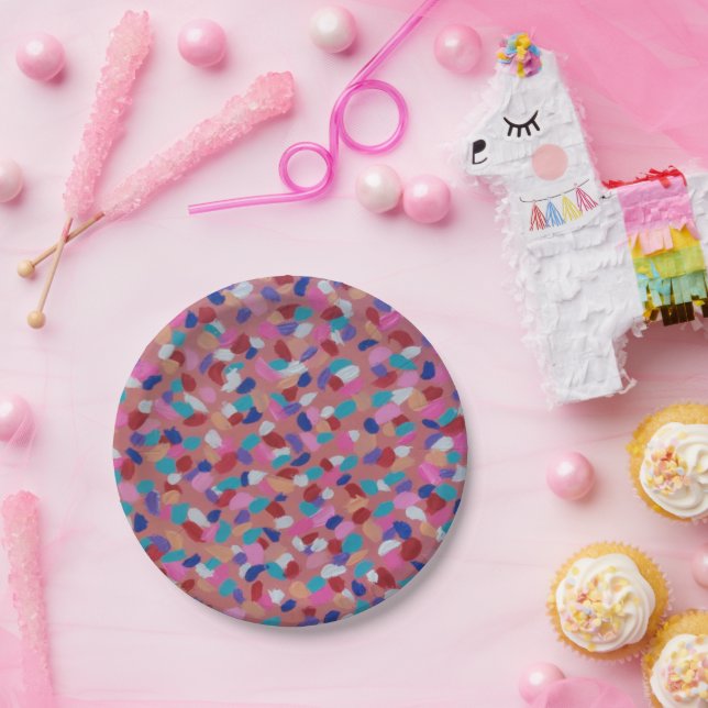 Assiettes En Carton Bonbon en coton rose (Fête)