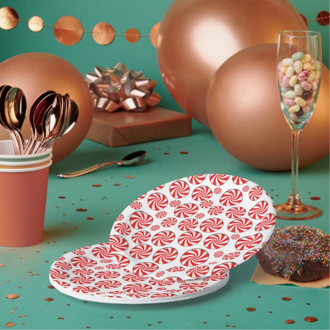 Assiettes En Carton Bonbons de menthe à poivre Noël (Multi)