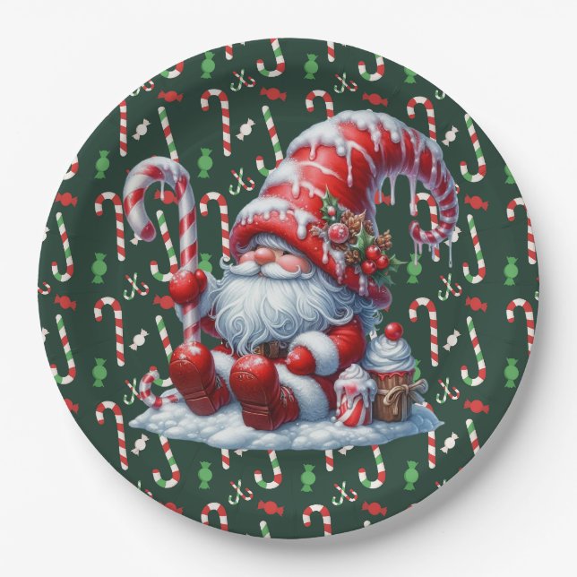 Assiettes En Carton Bonbons de Noël Joyeux (Devant)