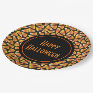 Assiettes En Carton Bonbons maïs Happy Halloween