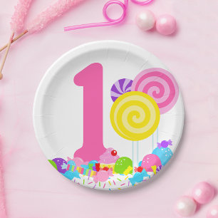 Assiettes En Carton Bonbons sucré d'anniversaire Lollipop