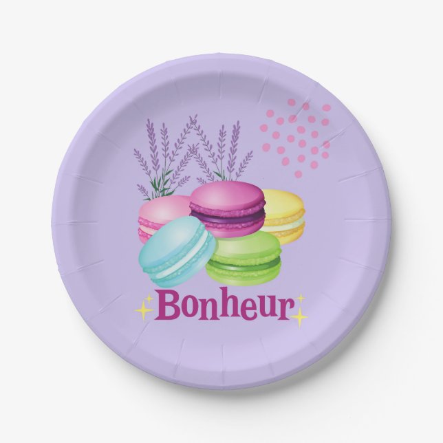 Assiettes En Carton Bonheur Macarons (Devant)