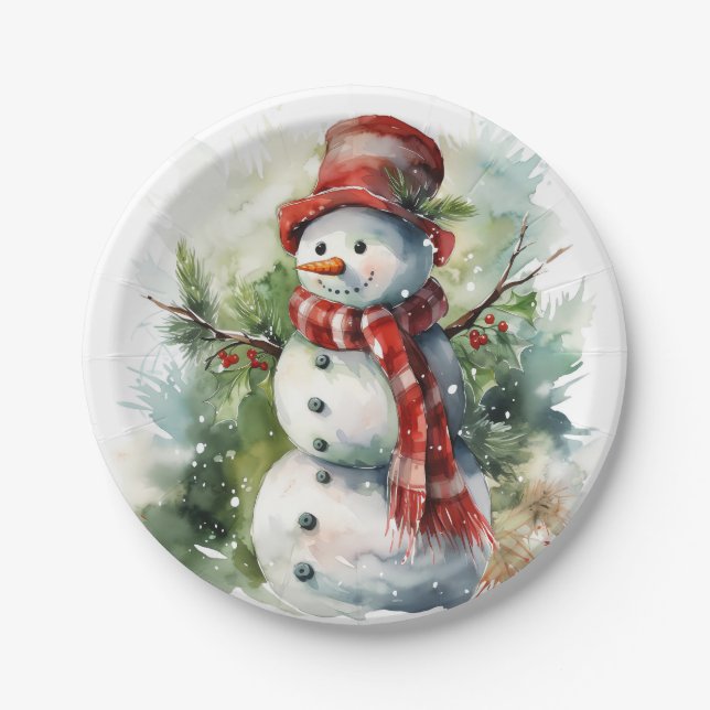 Assiettes En Carton "Bonhomme de neige" (Devant)