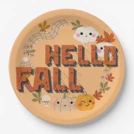 Assiettes En Carton Bonjour Automne Mignonne Nature Automne feuilles C