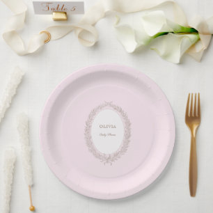 Assiettes En Carton Bonjour Bebe French Patisserie Baby shower Rose