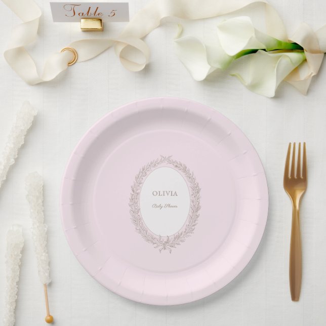 Assiettes En Carton Bonjour Bebe French Patisserie Baby shower Rose (Mariage)
