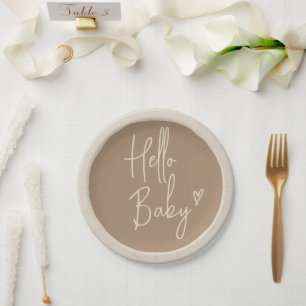 Assiettes En Carton Bonjour Bébé Minimaliste Sexe Baby shower neutre