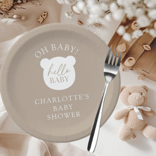 Assiettes En Carton Bonjour bébé ours C'est un garçon