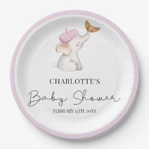 Assiettes En Carton Bonjour Bebe Romantique Français Baby shower fille
