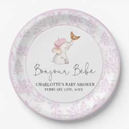 Assiettes En Carton Bonjour Bebe Romantique French Girl Baby shower Pa