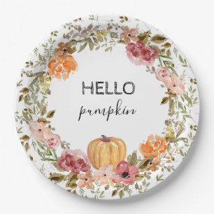 Assiettes En Carton Bonjour Citrouille Plaques de papier automne Fête 