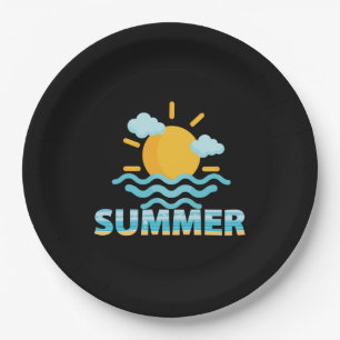 Assiettes En Carton Bonjour école, Bonjour été vacances soleil