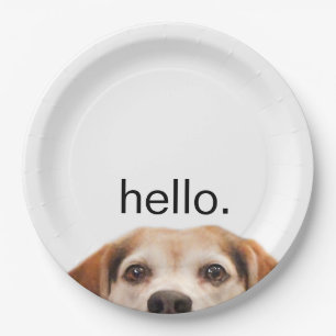 Assiettes En Carton Bonjour mignon chien Beagle moderne tendance