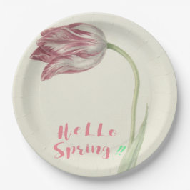 Assiettes En Carton Bonjour printemps ! Vintage néerlandais Art rose e