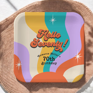 Assiettes En Carton Bonjour Soixante-dix Super fête d'anniversaire des