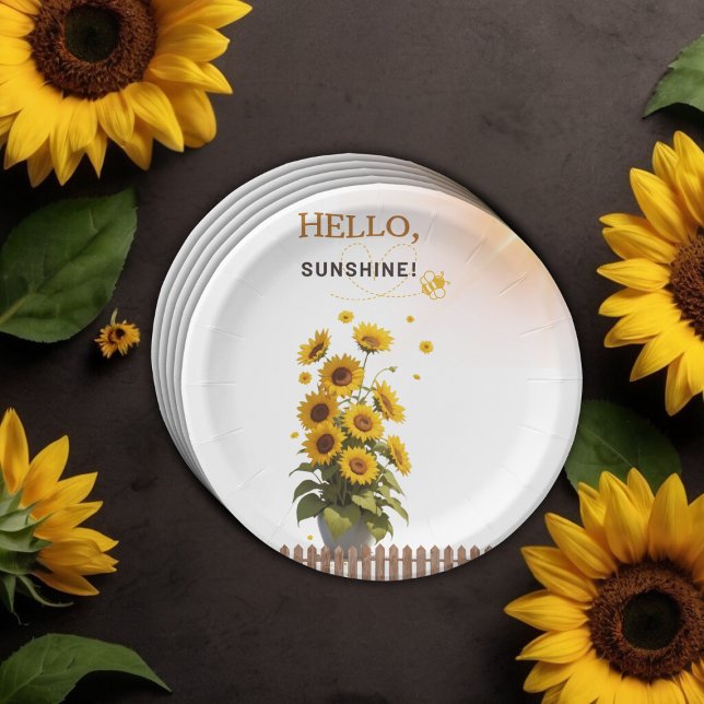 Assiettes En Carton Bonjour Sunshine Baby shower du jardin de tourneso (Créateur téléchargé)