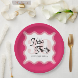 Assiettes En Carton Bonjour Trente Wavy Super 30e anniversaire