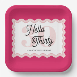 Assiettes En Carton Bonjour Trente Wavy Super 30e anniversaire