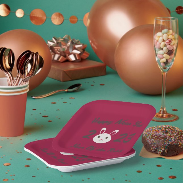 Assiettes En Carton Bonne année 2023 Année du lapin (Multi)