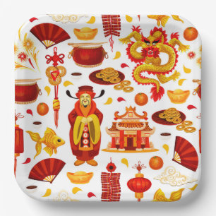 Assiettes En Carton Bonne année chinoise