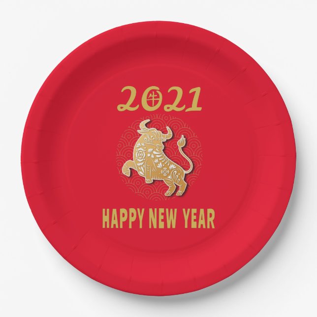 Assiettes En Carton Bonne année chinoise 2021 (Devant)