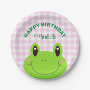 Assiettes En Carton Bonne Anniversaire Cute Frog Rose