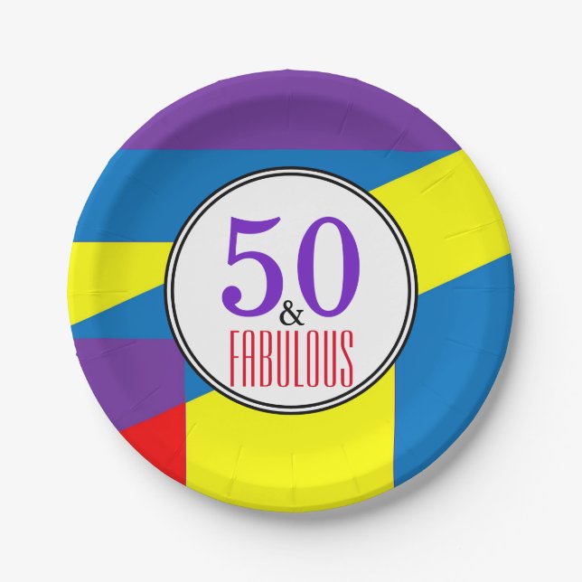 Assiettes En Carton Bonne fête d'anniversaire fabuleuse | Motif de ban (Devant)