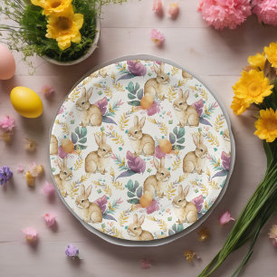Assiettes En Carton Bonne fête de Pâques Bunnies Galore