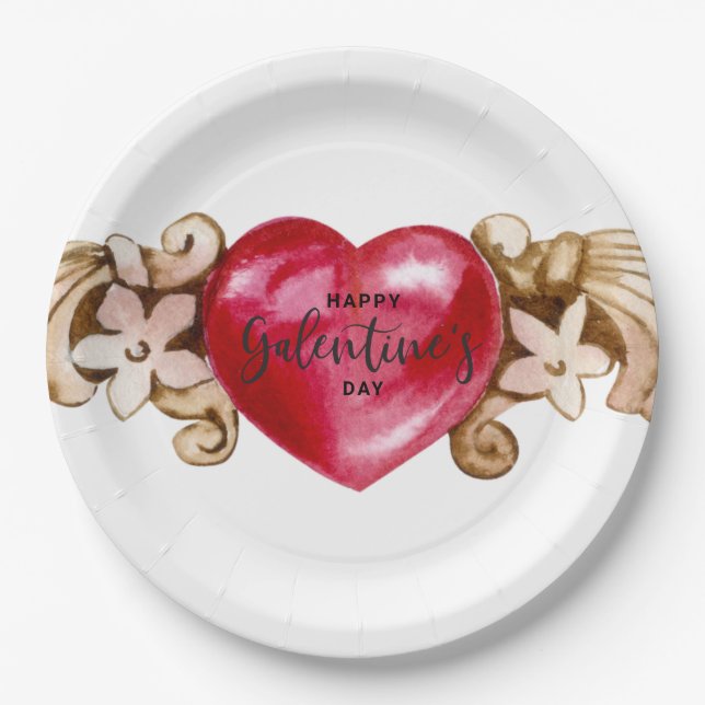 Assiettes En Carton Bonne fête des Galentines (Devant)