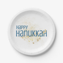 Assiettes En Carton Bonne Hanoukka (avec Gold Foliage)