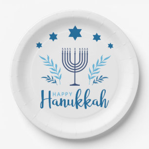 Assiettes En Carton Bonne Hanoukka Menorah Stars