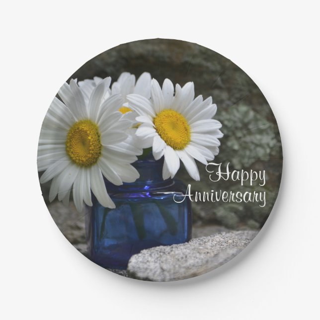 Assiettes En Carton Bonne marguerite Anniversaire Plaque en papier (Devant)