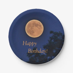 Assiettes En Carton Bonne moon de récolte d'anniversaire