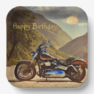 Assiettes En Carton Bonne moto d'anniversaire