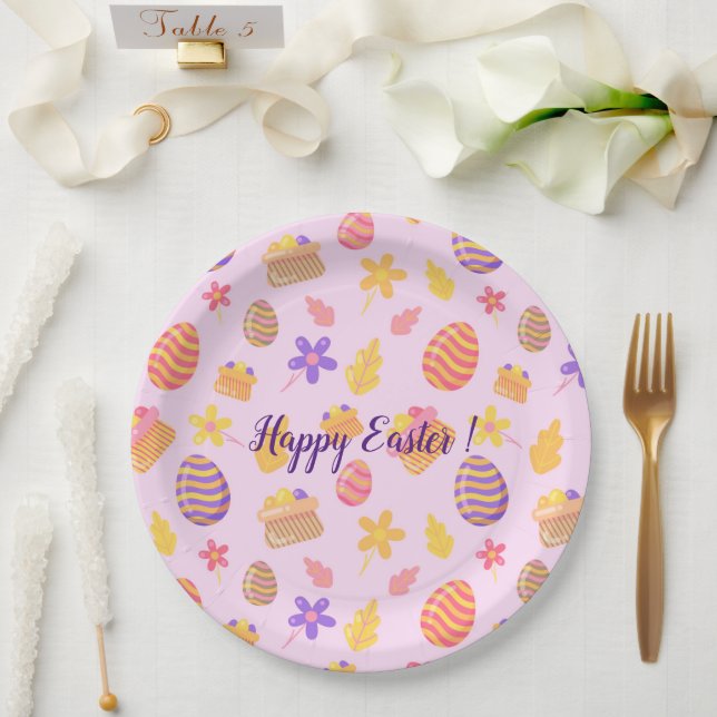 Assiettes En Carton Bonne Personnaliser Pâques violettes (Mariage)